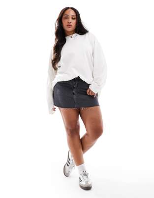 Asos Curve Asos Design Curve Long Sleeve Skater In White