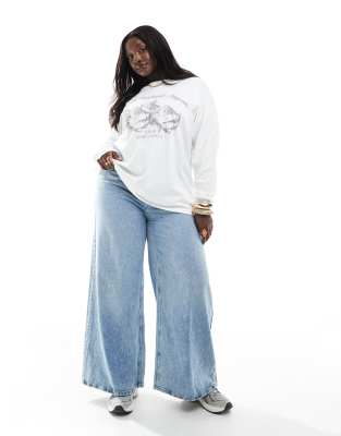 Asos Curve Asos Design Curve Long Sleeve Skater T-shirt With Alaska Graphic In Multi