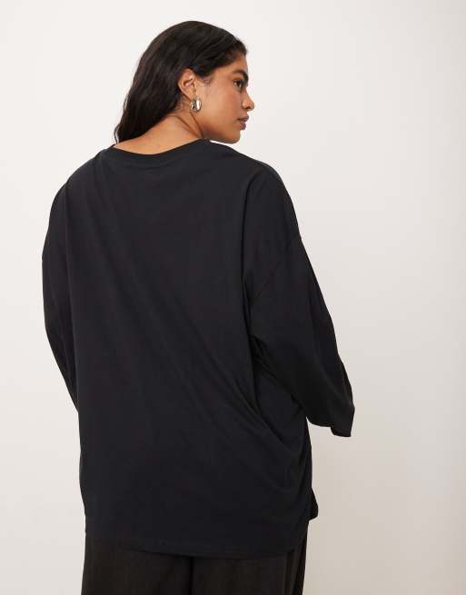 ASOS DESIGN Curve long sleeve skater tee with Halloween Dracula licence graphic in black, 4 of 4