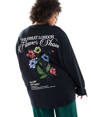 Shop ASOS Curve DESIGN long sleeve skater top with flower back graphic Online – Trendy & Affordable Fashion