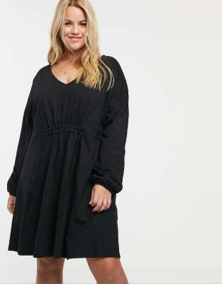 black long sleeve smock dress