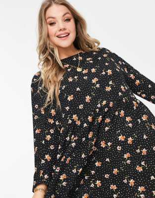 black polka dot floral dress