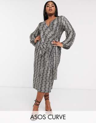 aqua long sleeve sparkle wrap gown