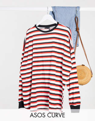 asos red and white striped top