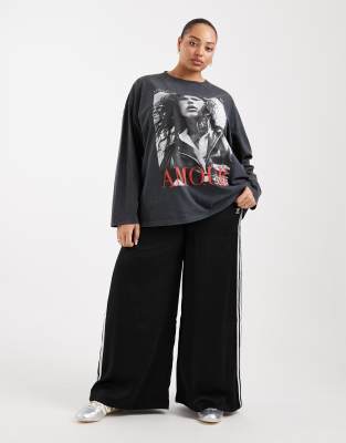 Asos Curve Asos Design Curve Long Sleeve T-shirt With Amour Magazine Graphic In Gray