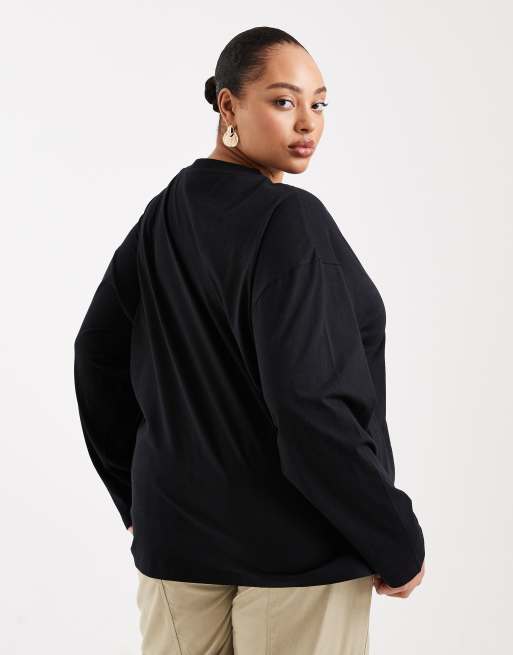 ASOS DESIGN Curve long sleeve t-shirt with botanica graphic in black, 4 of 4