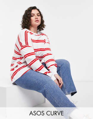 asos red and white striped top