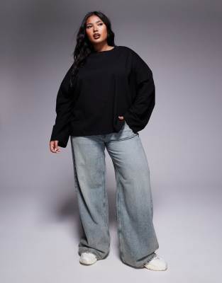 Asos Curve Asos Design Curve Long Sleeve T-shirt With Knot Back Detail In White