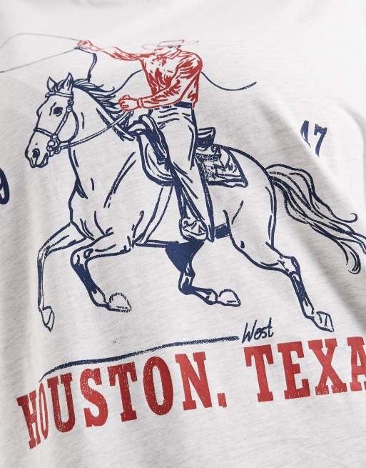 ASOS DESIGN Curve long sleeve t-shirt with Texas graphic in ice marl, 3 of 4