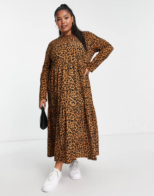 Animal print 2025 long sleeve dress