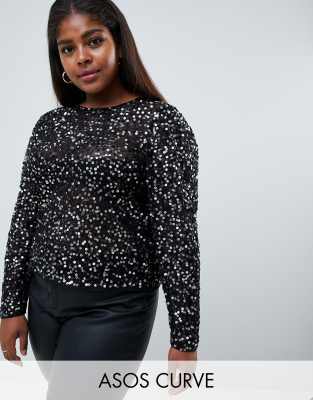 long sleeve top with sequin embellishment