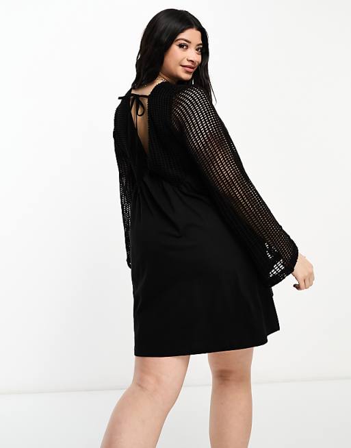 Black Mini V neck Embroidery Plus size bodycon Dresses Black Mini V neck Embroidery Plus size bodycon Dresses