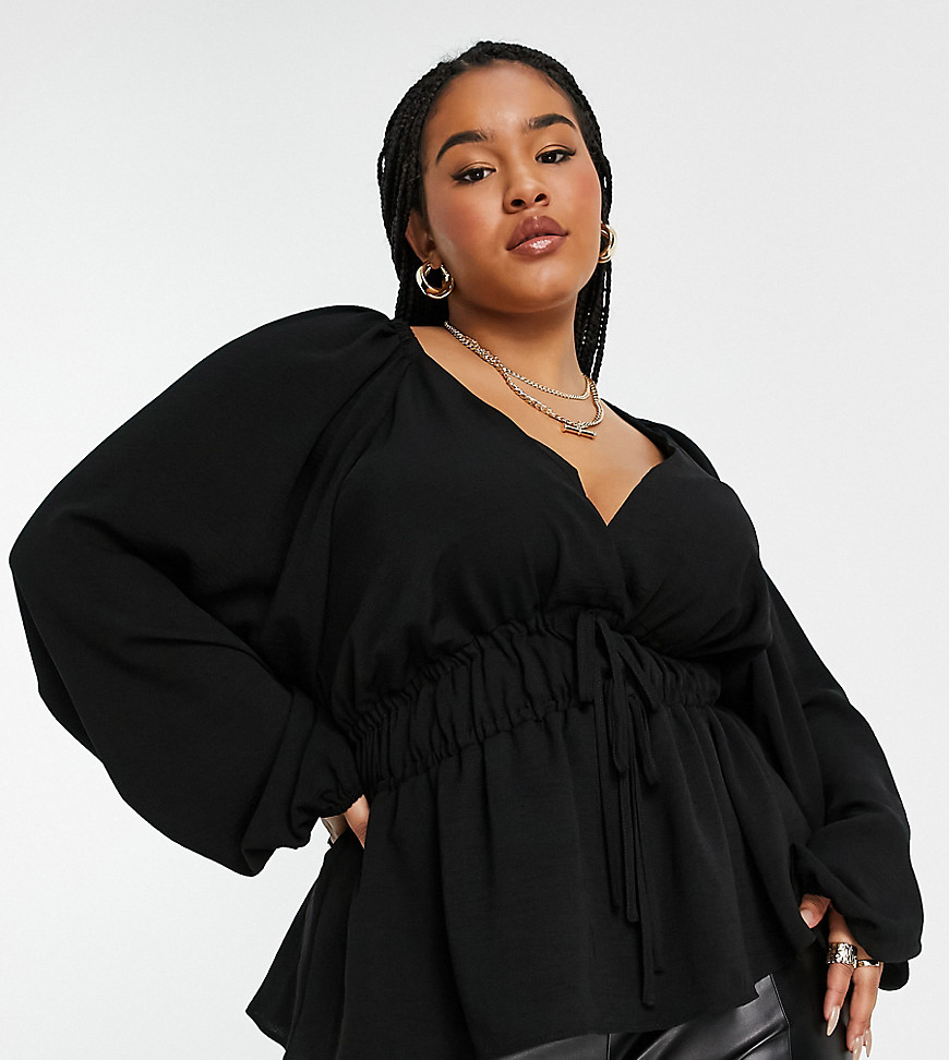 Plus-size top by ASOS DESIGN Introduce it to your other nice tops V-neck Tie front Kimono sleeves Regular fit