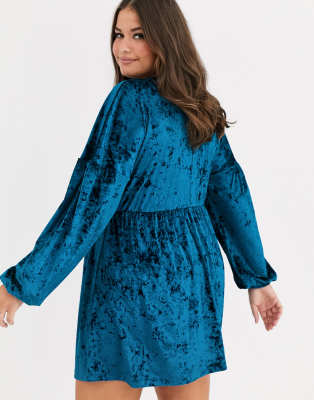 long sleeve velvet smock dress