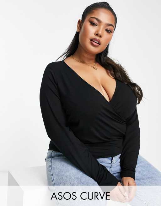 Long clearance wrap tops