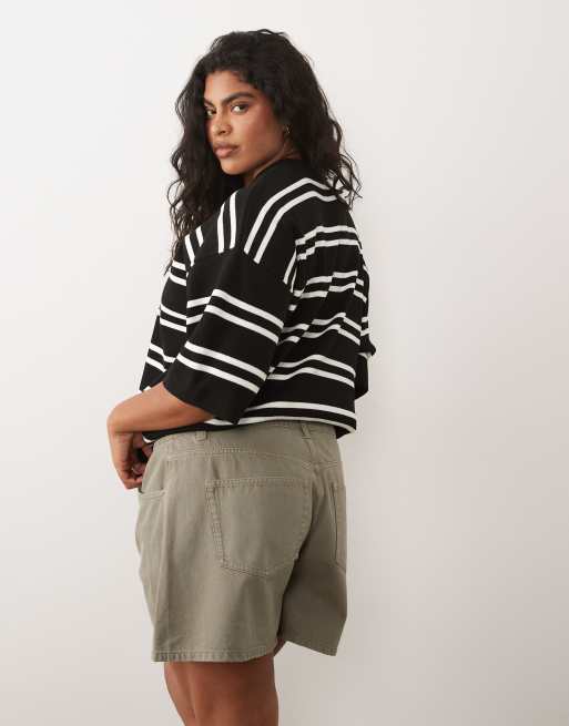 ASOS DESIGN Curve longer a line short in khaki, 2 of 5
