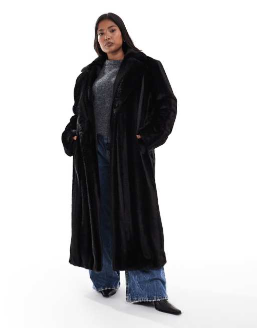 ASOS DESIGN Curve longline faux fur car coat
