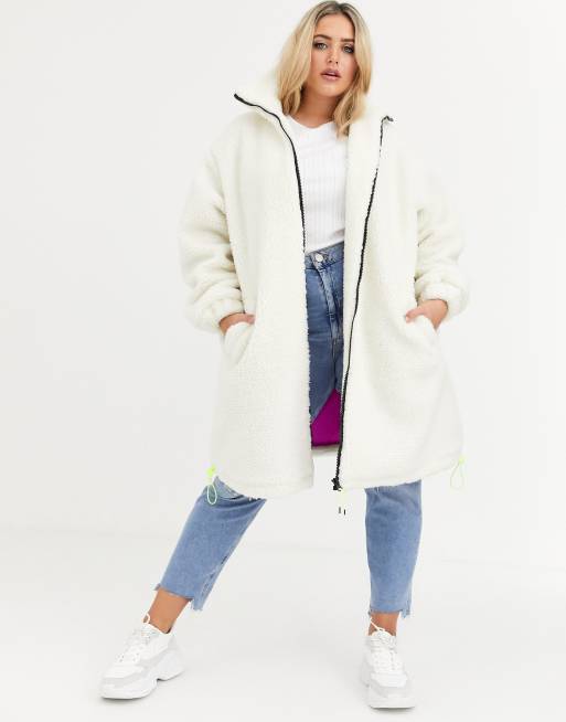 Longline fleece coat sale