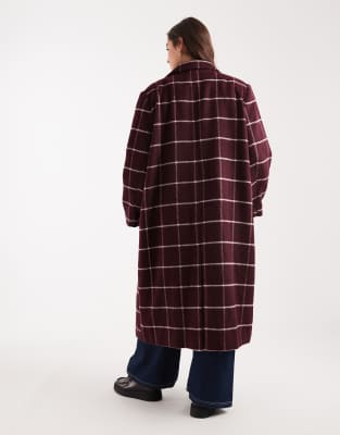 Asos Curve Asos Design Curve Longline Formal Coat In Burgundy