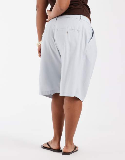 ASOS DESIGN Curve longline mensy short in soft blue, 5 of 5
