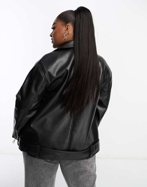 Asos plus size leather jacket on sale