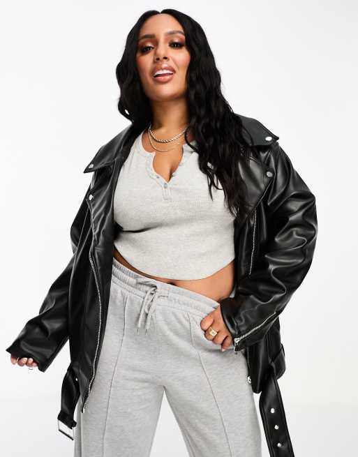 Asos plus on sale size leather jacket