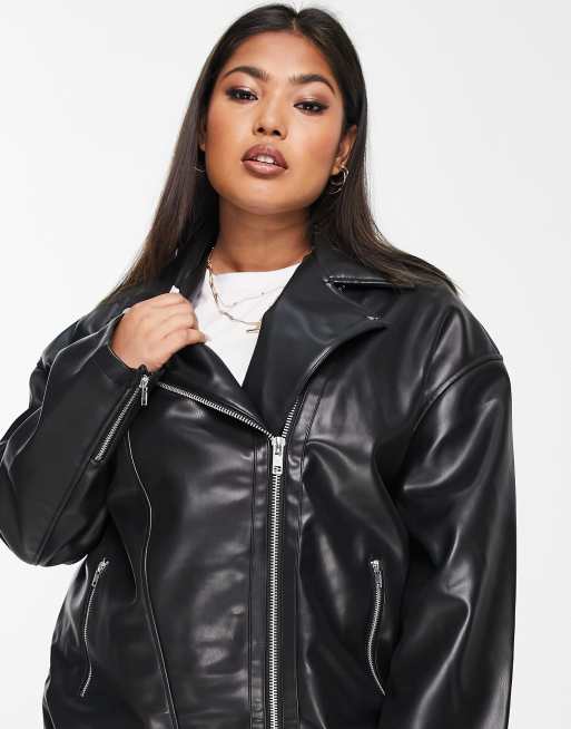 Asos curve leather sales jacket