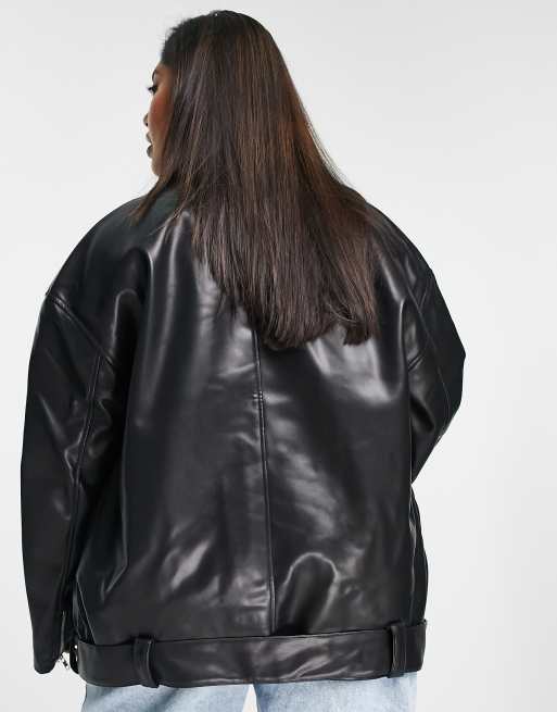 Asos curve leather jacket best sale