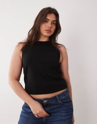 Asos Design Curve Longline Racer Tank Top In Black