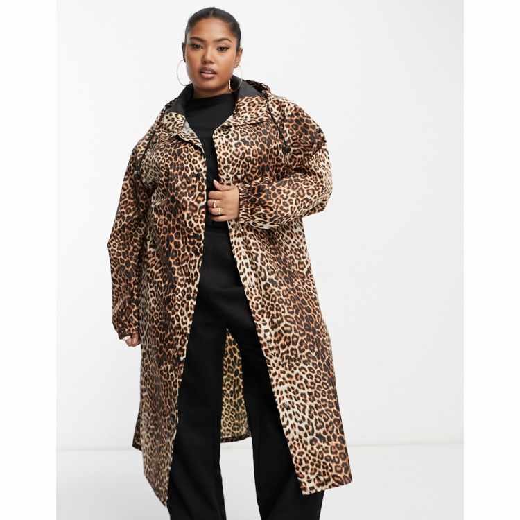 ASOS DESIGN Curve longline rain parka in animal print | ASOS