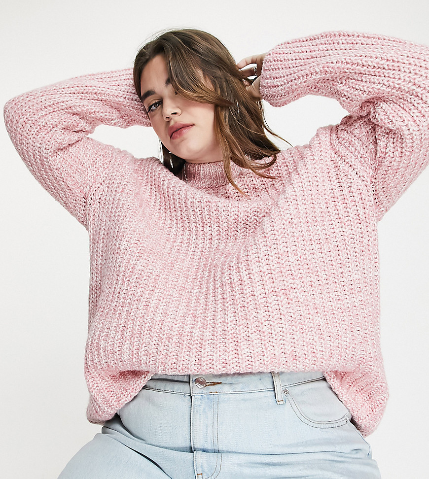 ASOS DESIGN Curve longline sweater in chunky rib in pink