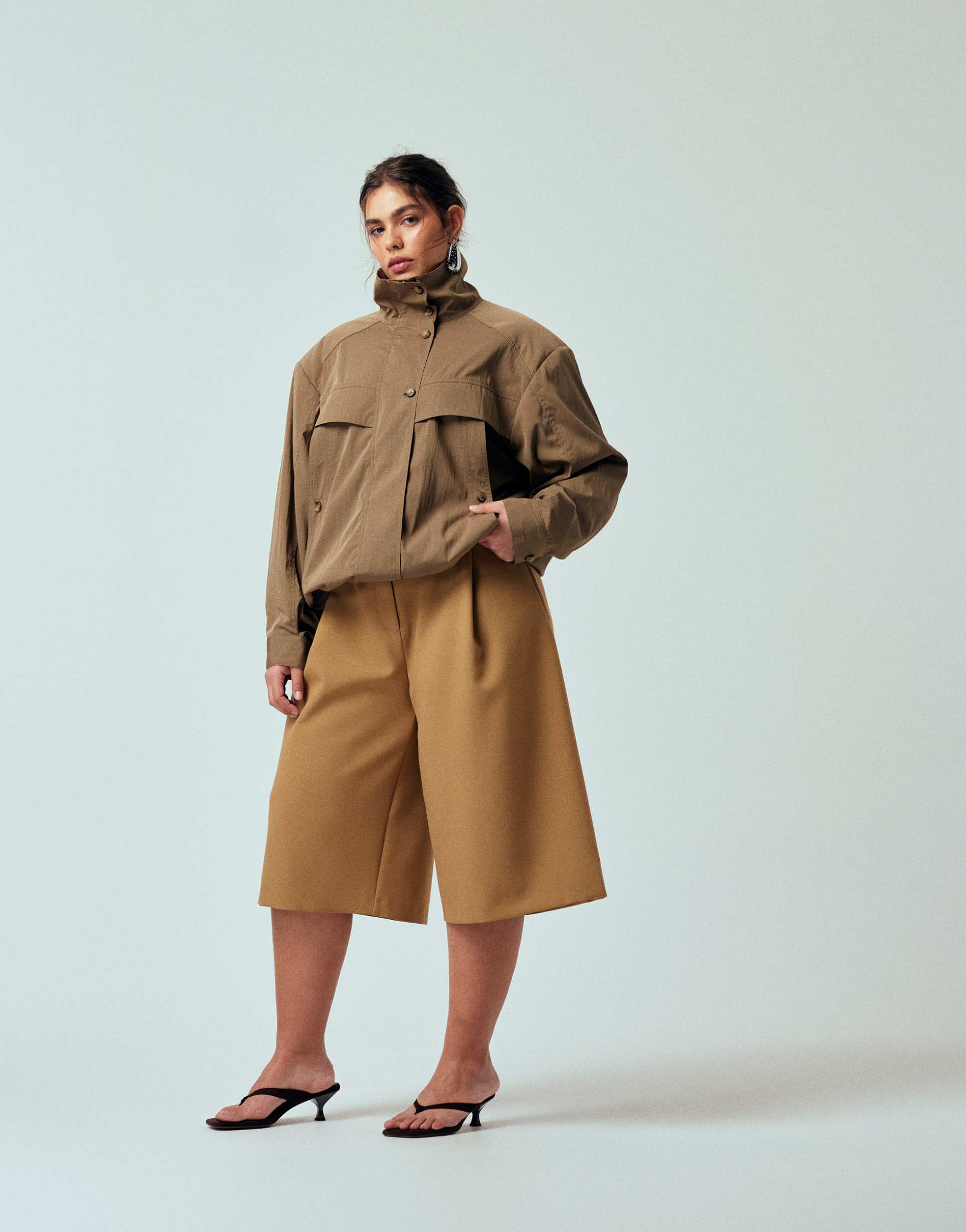asos design curve longline tailored cullottes in camel