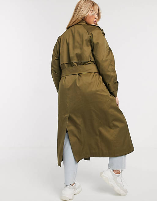  Curve longline trench coat in khaki 