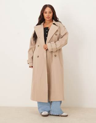 ASOS DESIGN Curve - Longline-Trenchcoat in Pilzbraun