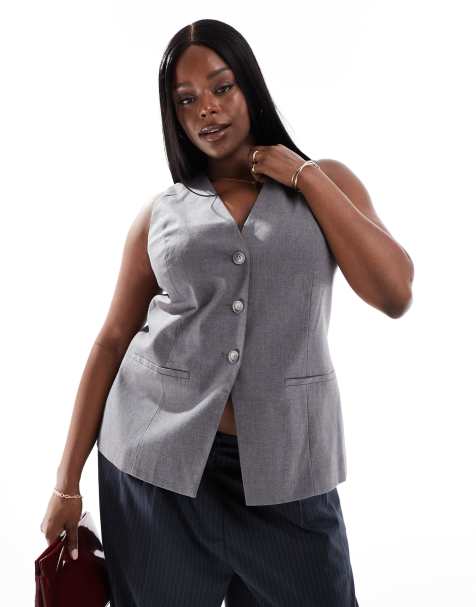 ASOS DESIGN Curve longline waistcoat in grey - view 1