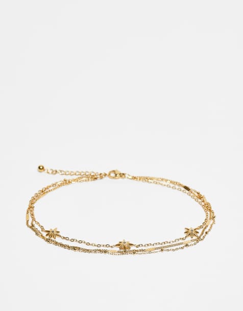 ASOS DESIGN Curve - Lot de 3 bracelets de cheville en acier inoxydable avec breloques étoiles - Doré - view 1