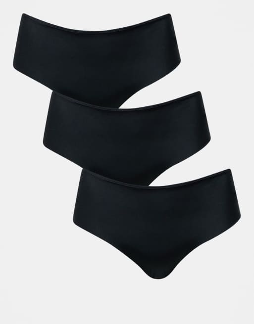 ASOS DESIGN Curve - Lot de 3 shorties anti-démarcations à taille basse - Noir