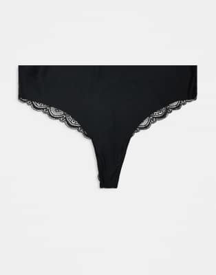 ASOS DESIGN Curve - Lot de 3 strings anti-démarcations avec dentelle - Noir