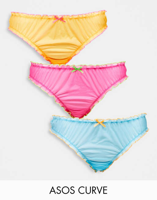 ASOS DESIGN Curve - Lot de 3 strings en tulle à volants contrastants ...