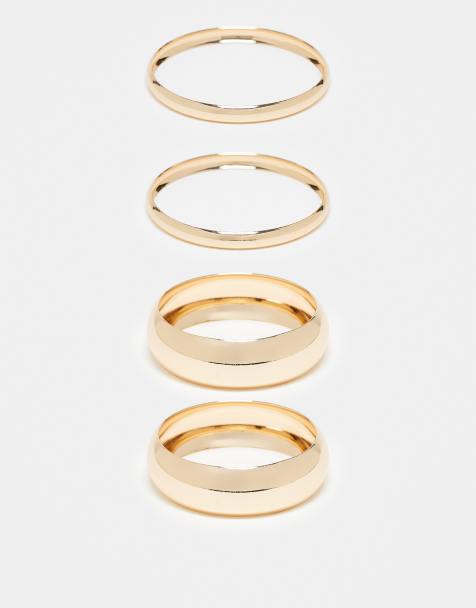 ASOS DESIGN Curve - Lot de 4 bracelets joncs - Doré brillant - view 1