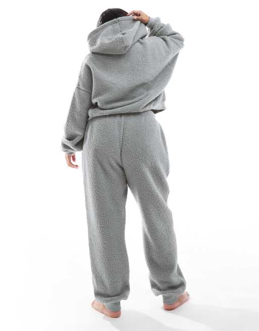 ASOS DESIGN Curve lounge borg oversized hoodie jogger set in blue ASOS