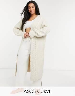 maxi cable knit cardigan