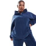 [ASOS Curve] ASOS DESIGN Curve lounge microfleece hoodie in dark blue L Dark Blue