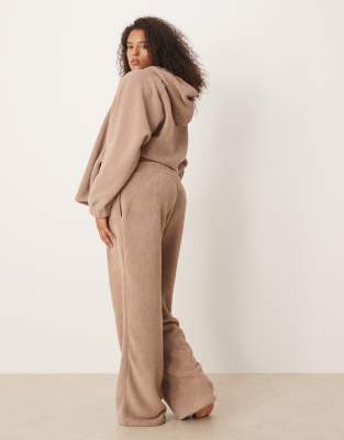 Asos Curve Asos Design Curve Lounge Microfleece Wide Leg Pants In Gray