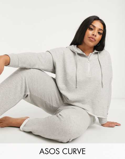 ASOS DESIGN Curve – Lounge Mix-and-Match Jogginghose mit ungesäumten Kanten