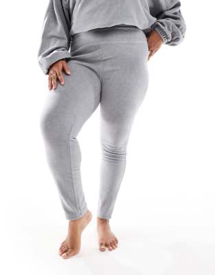 ASOS DESIGN Curve lounge mix 
match fleece leggings in light gray