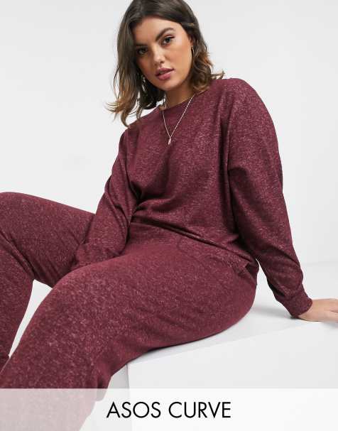 ASOS DESIGN Curve lounge mix & match super soft brushed long sleeve sweat