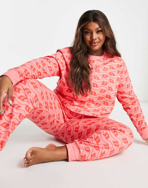 ASOS DESIGN lounge set oversized sweatshirt & sweatpants in pink