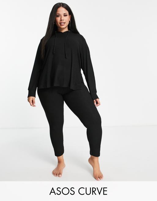 Pieces Black Oversized Sweatshirt & Super High Waist Ribbed