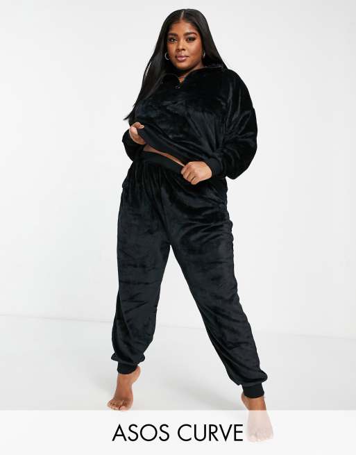 ASOS DESIGN Curve lounge super soft sweat jogger set in black